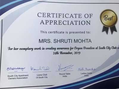 Certificate of Appriciation